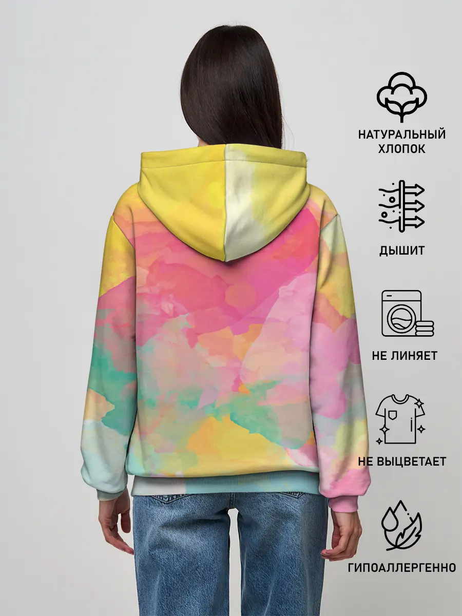 Женское худи / Радужная акварель