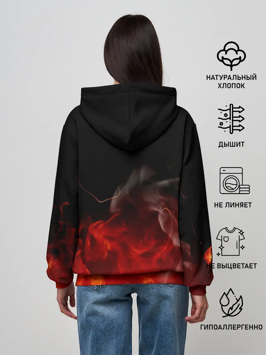 Женское худи / Кулак One Punch-Man в огне