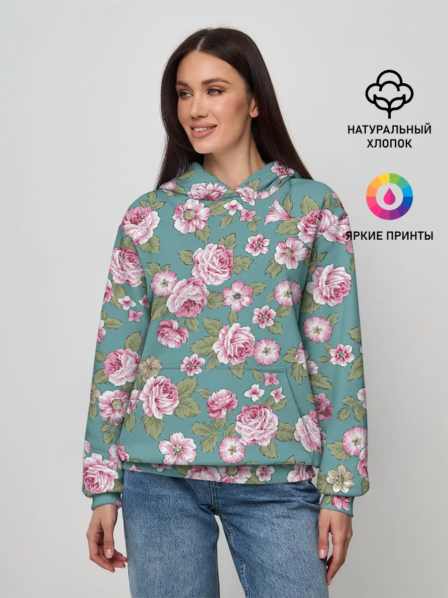 Женское худи / Поле розовых цветов
