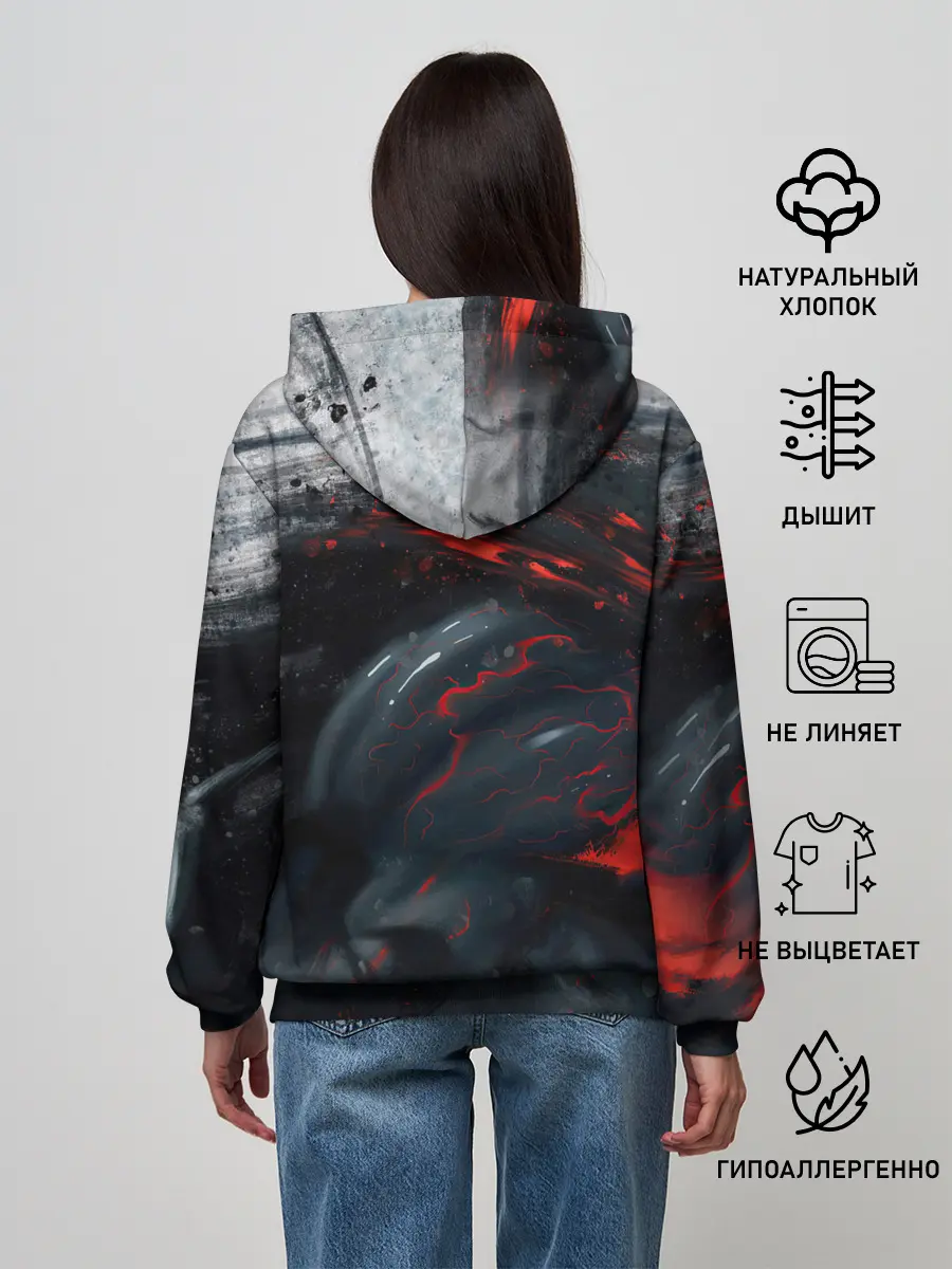 Женское худи / ЧЁРНЫЙ СИМБИОТ / ГРАНЖ / BLACK MONSTER