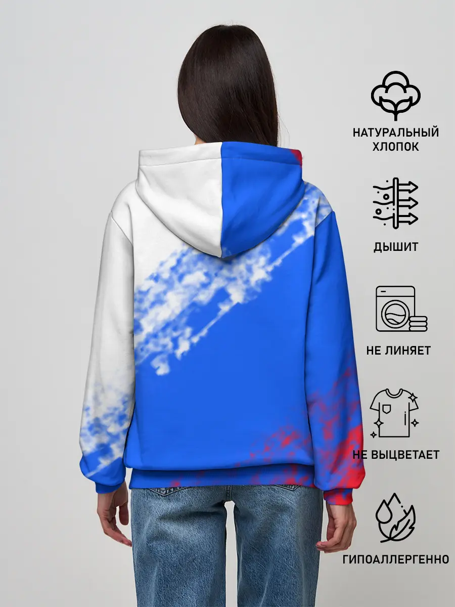 Женское худи / Флаг РФ триколор