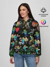 Женское худи / МАЙНКРАФТ ПАТТЕРН ГЕРОИ ИГРЫ