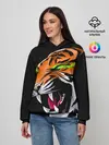 Женское худи / Тигр, с зелеными глазами