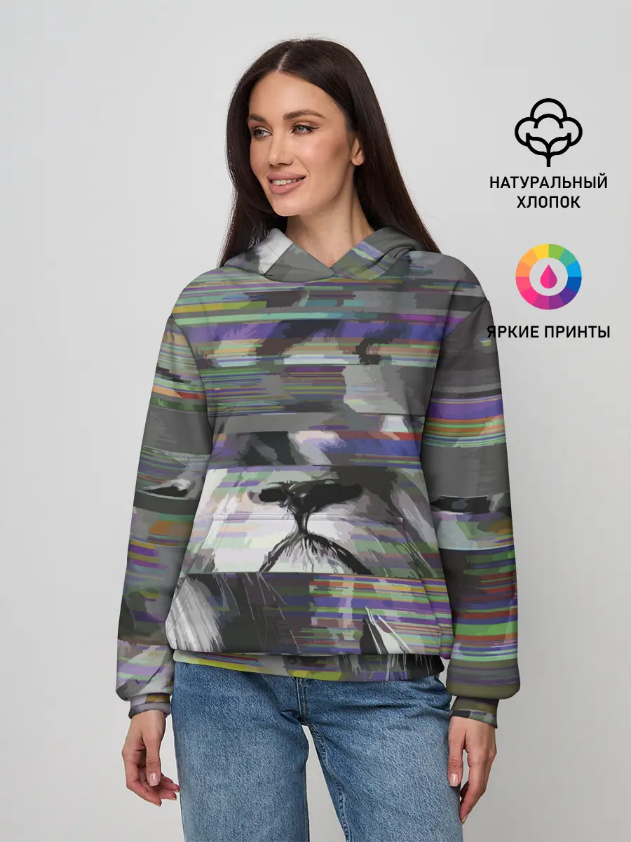 Женское худи / Glitch lion 2020