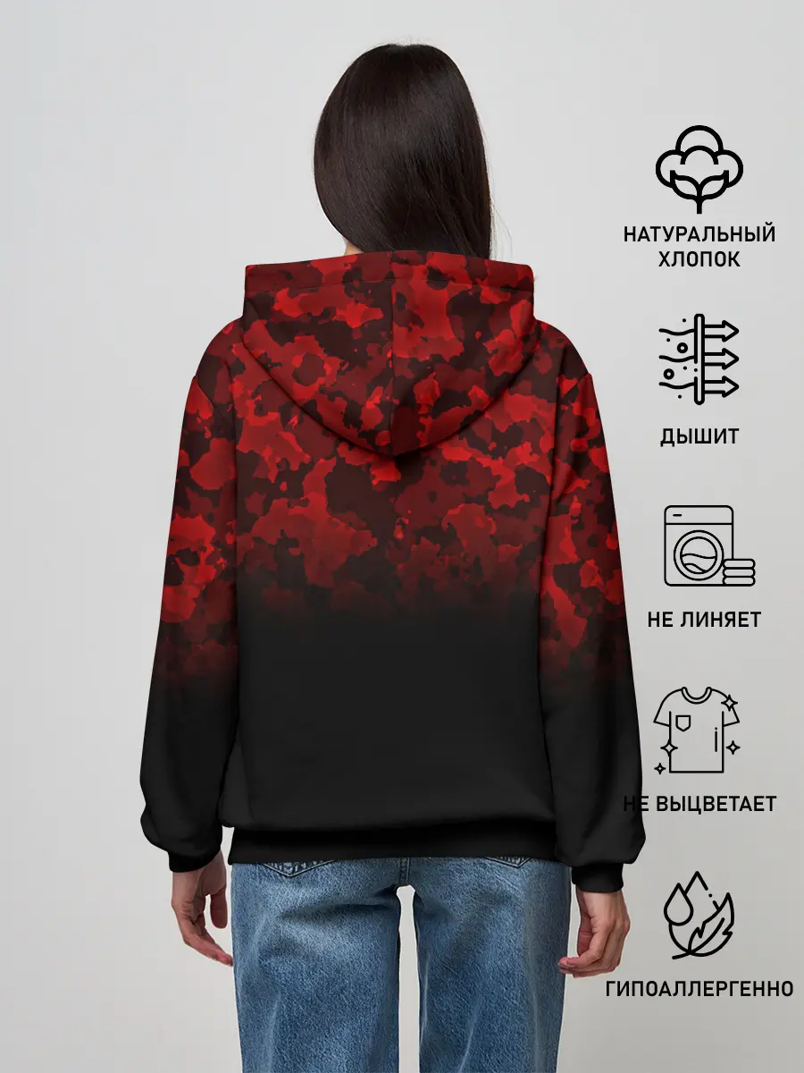 Женское худи / BLACK RED CAMO | RED MILLITARY