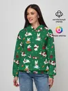 Женское худи / Новогодний паттерн с зайчиками