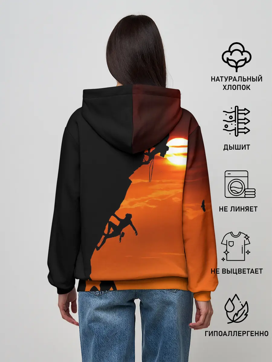 Женское худи / СКАЛОЛАЗЫ В ЗАКАТЕ