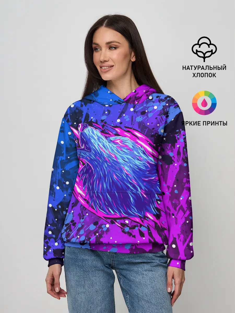 Женское худи / НЕОНОВЫЙ ВОЛК / NEON WOLF