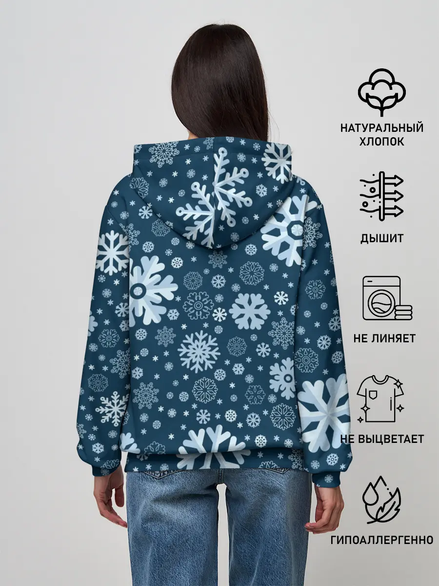 Женское худи / Новогодние снежинки, новый год