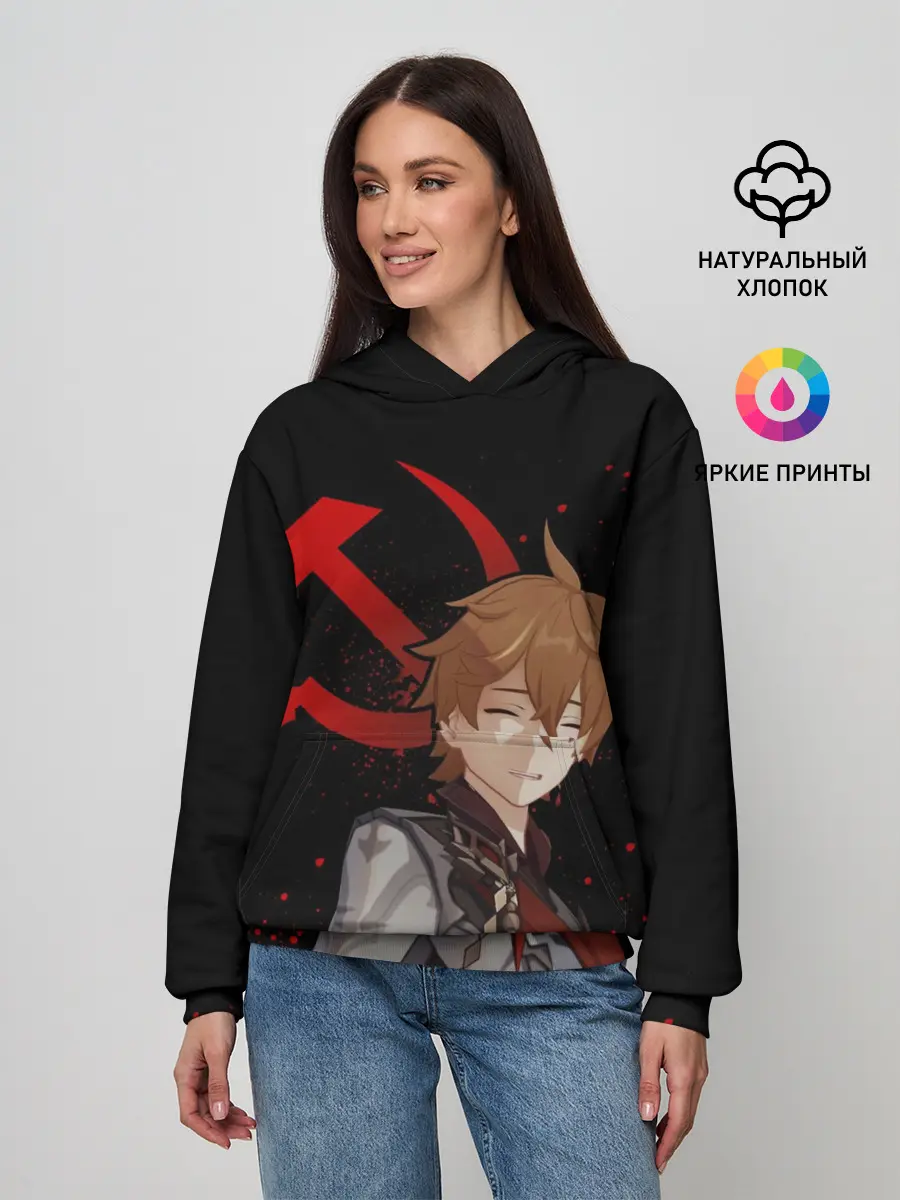 Женское худи / ТАРТАЛЬЯ | СНЕЖНАЯ | ЧЕРНЫЙ