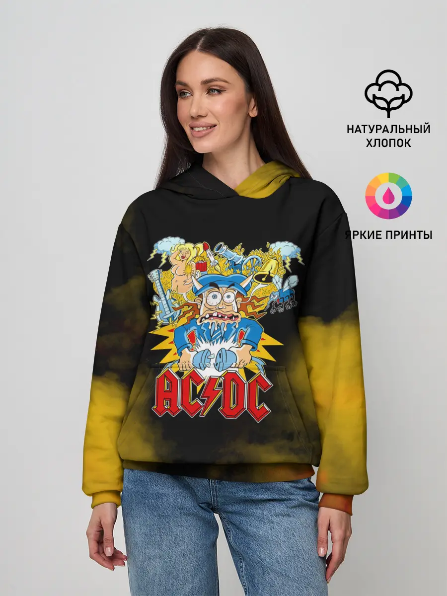 Женское худи / Карикатура Ангус Янг - AC/DC