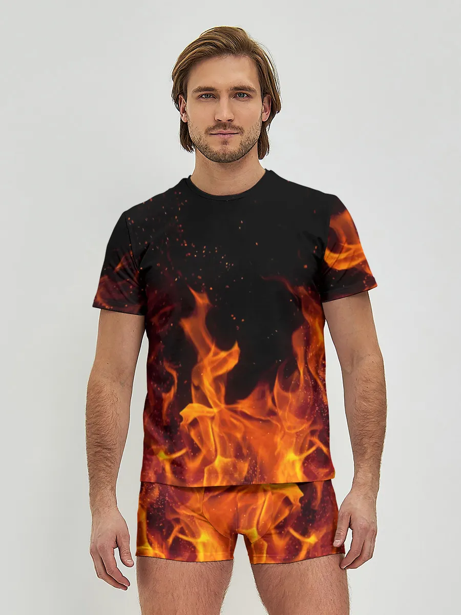 Мужские трусы с футболкой / Огонь с искрами