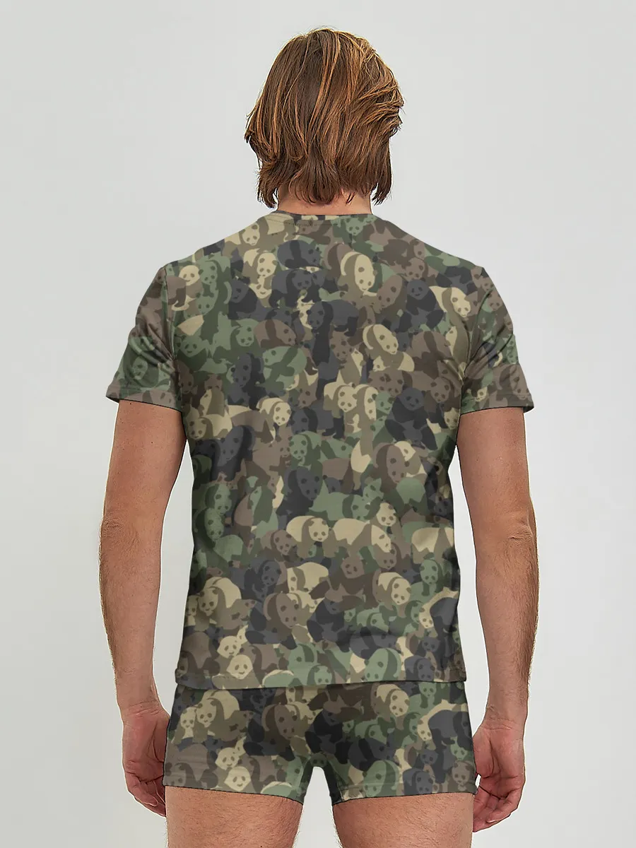 Мужские трусы с футболкой / Камуфляж с пандами