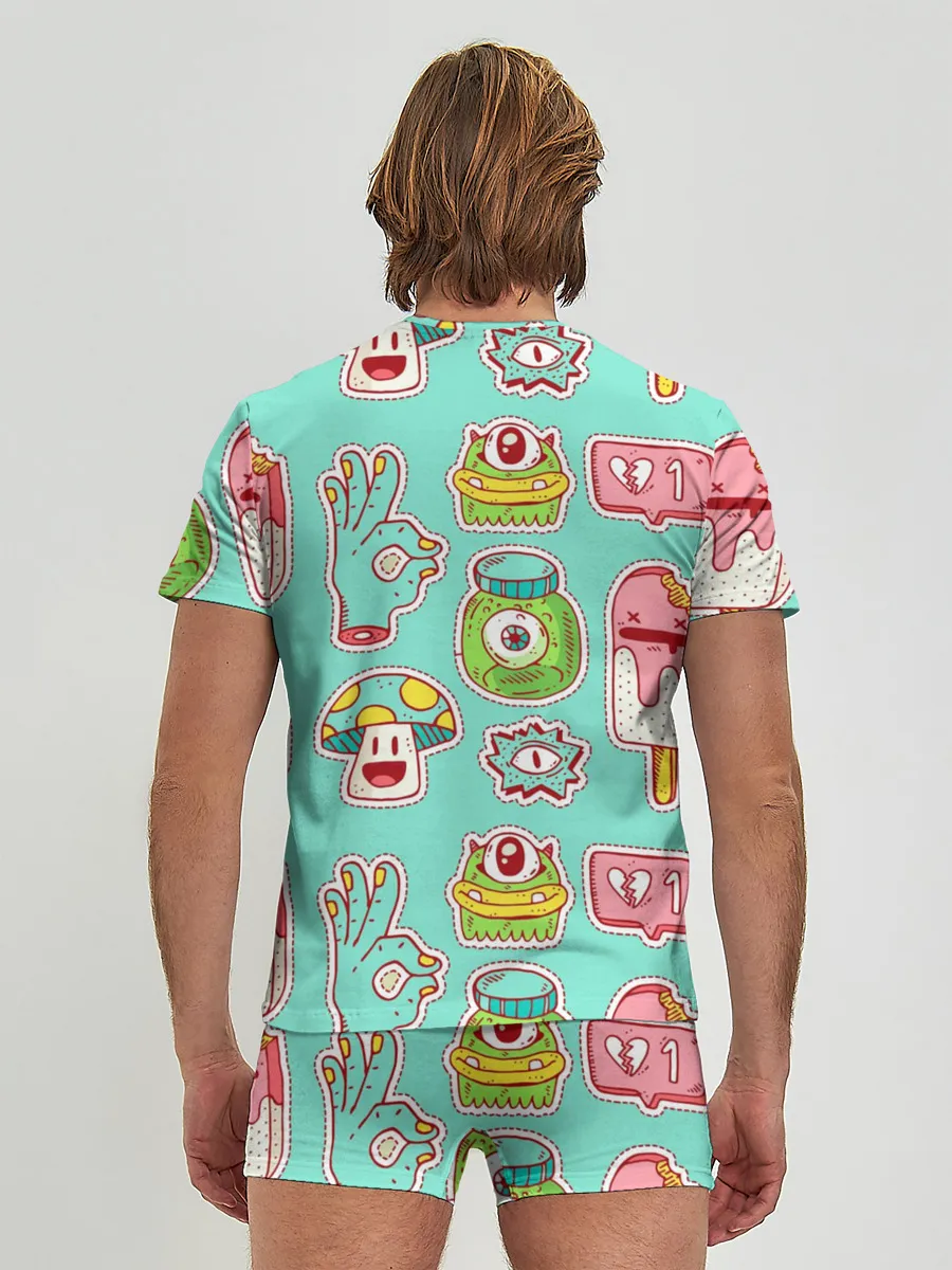 Мужские трусы с футболкой / Яркие монстрики