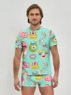 Мужские трусы с футболкой / Яркие монстрики