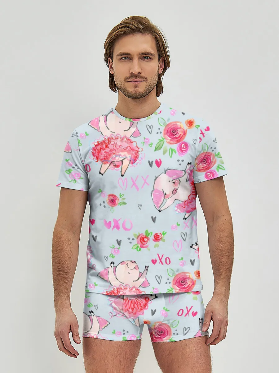 Мужские трусы с футболкой / Свинки-балеринки