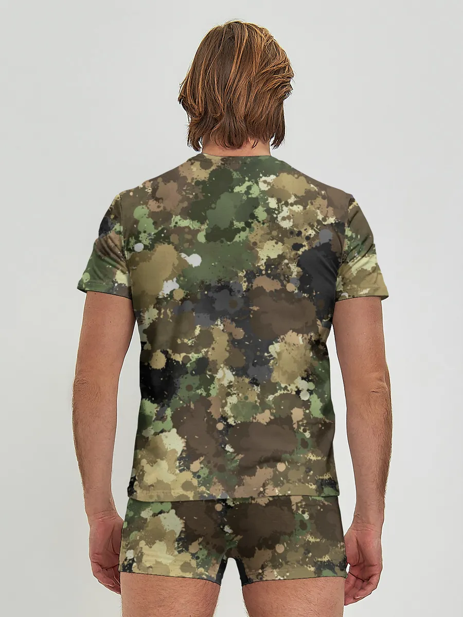 Мужские трусы с футболкой / Камуфляж с кляксами