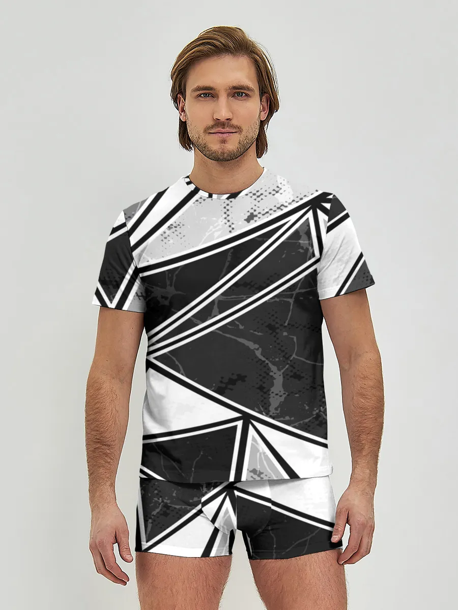 Мужские трусы с футболкой / Спортивная геометрия