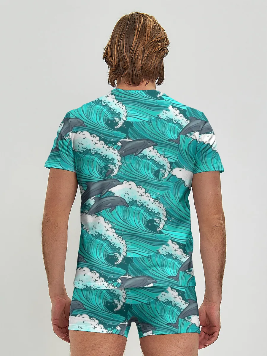 Мужские трусы с футболкой / Дельфины