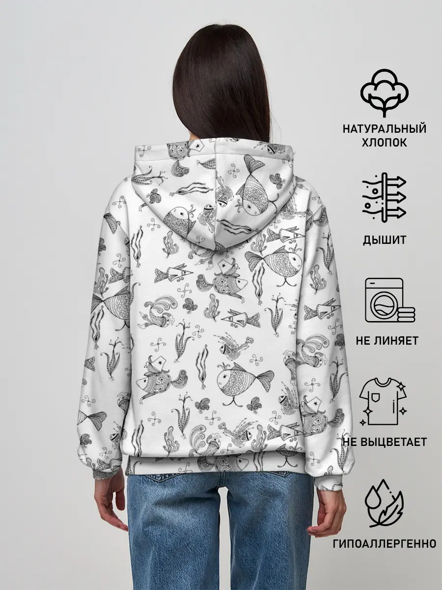 Женское худи / Рисованные сказочные рыбки
