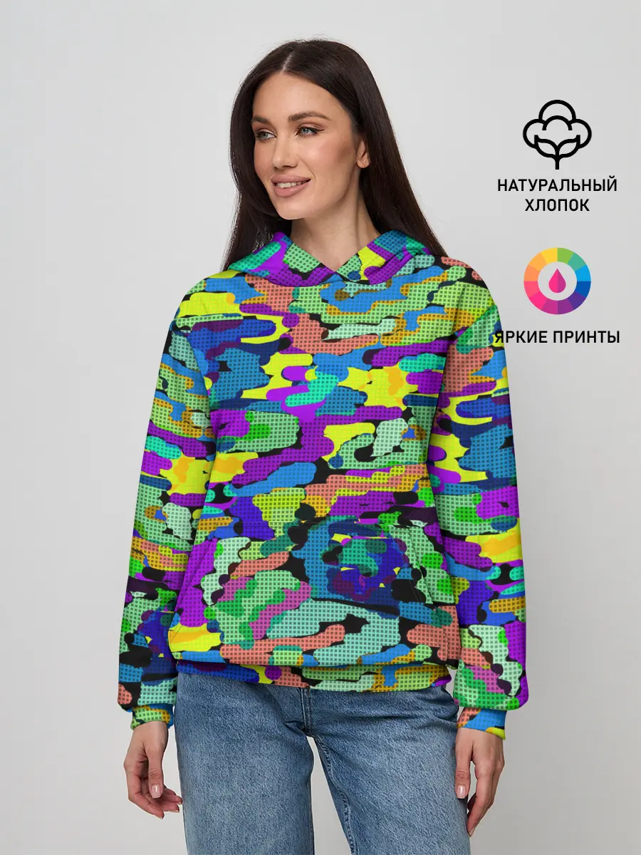 Женское худи / Камуфляж в ярких тонах