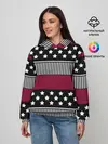 Женское худи / Бордово-черный узор полосатый