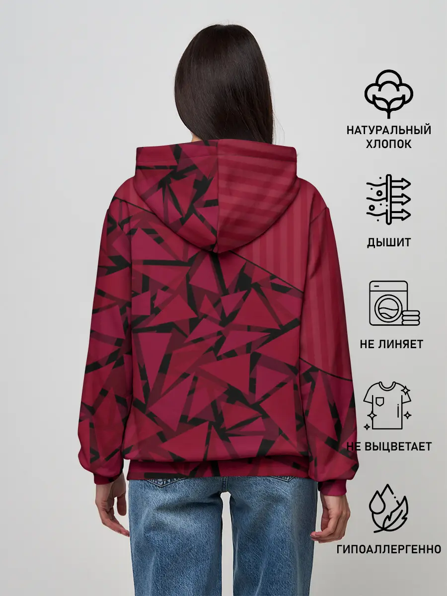 Женское худи / Красный комбинированный узор