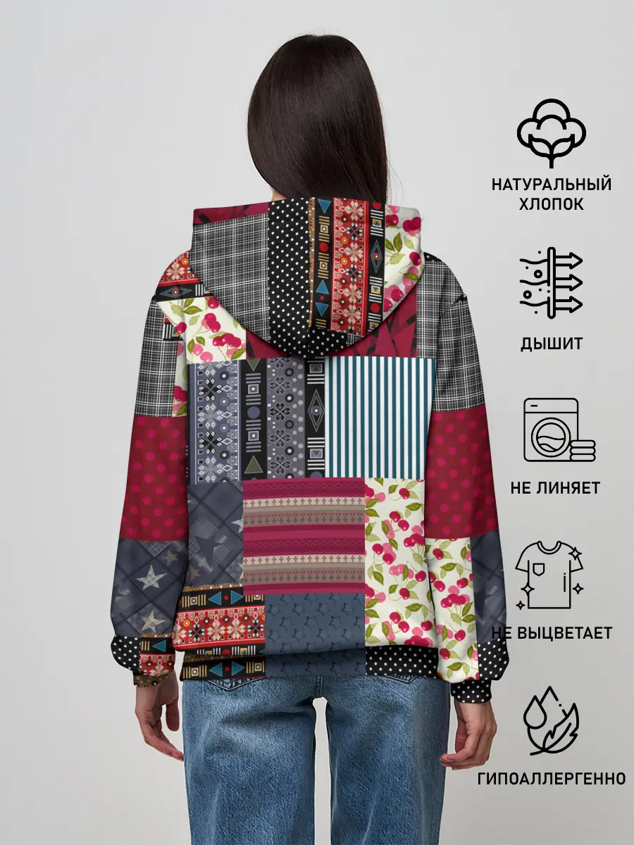 Женское худи / Деревенский стиль. Пэчворк.