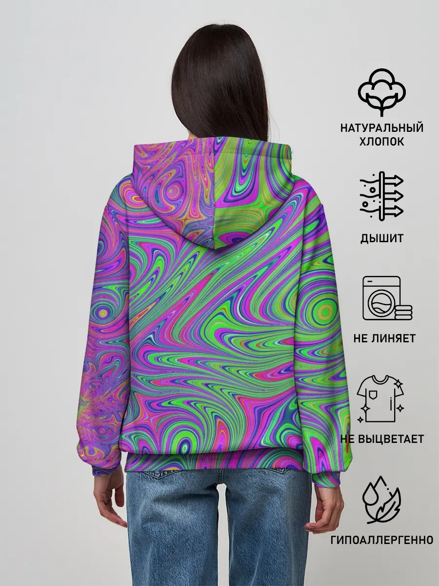 Женское худи / Неоновый абстрактный узор