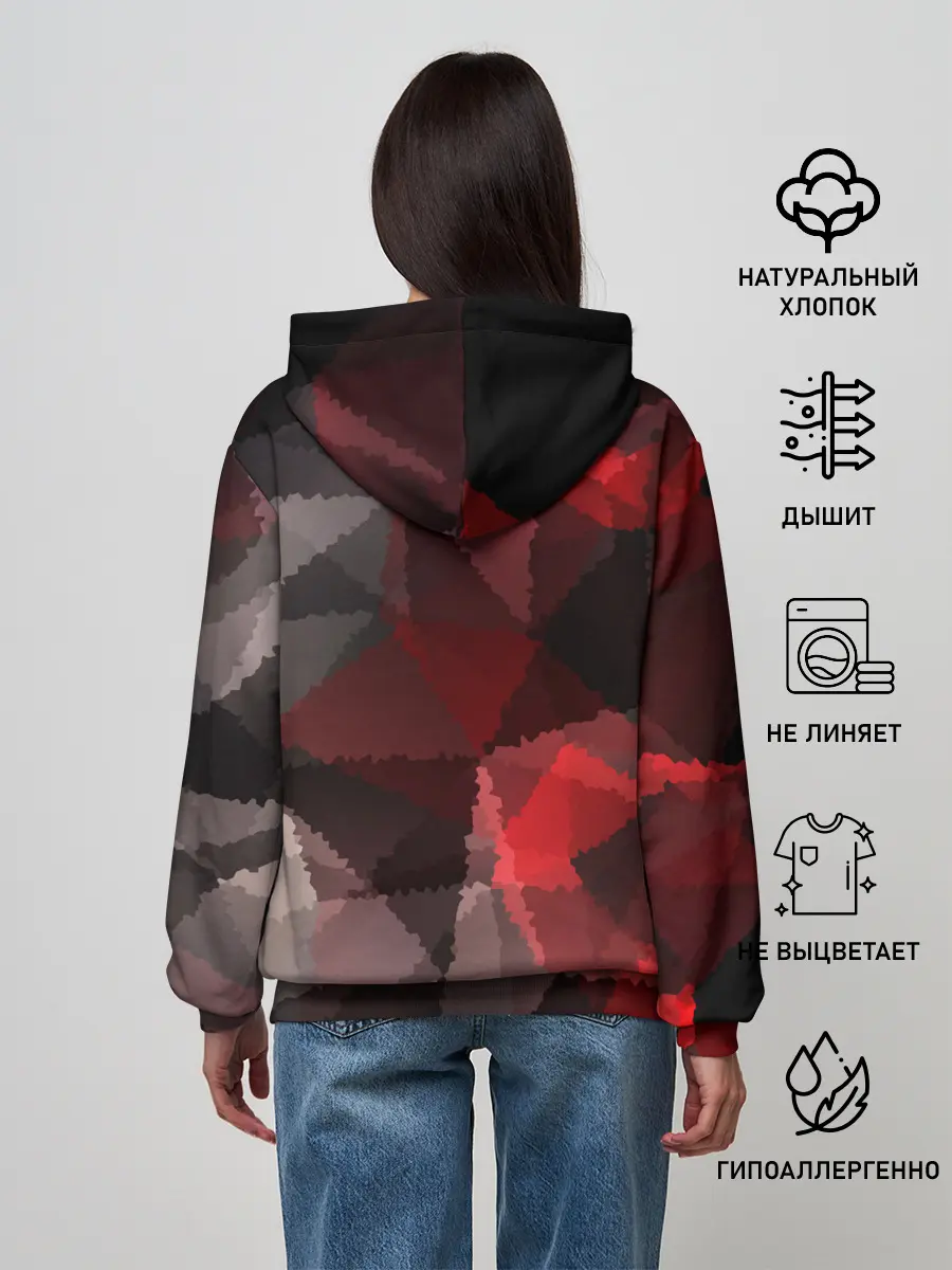 Женское худи / Серо-красная абстракция