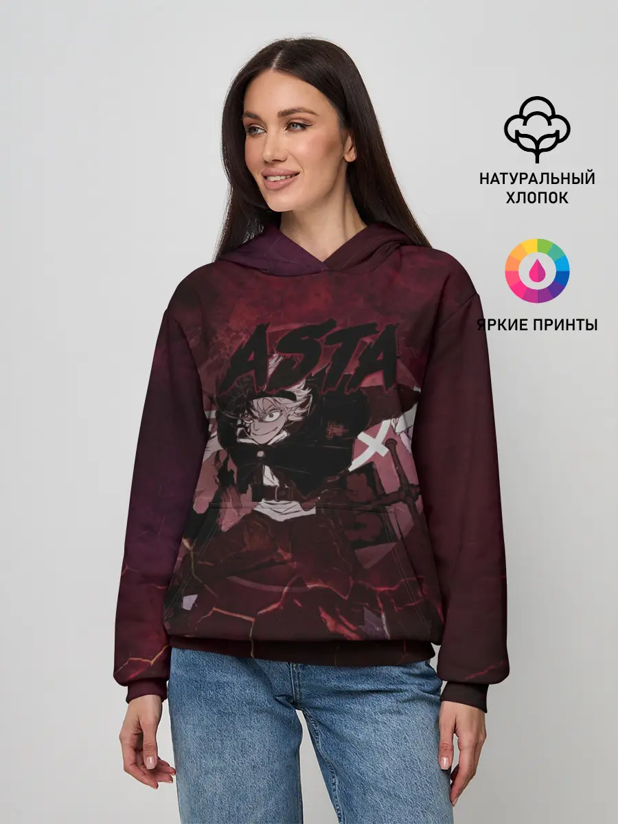 Женское худи / Аста Черный клевер Red style