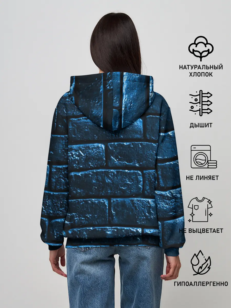 Женское худи / Неоновая, кирпичная стена