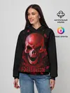 Женское худи / Красный череп в кровавых розах