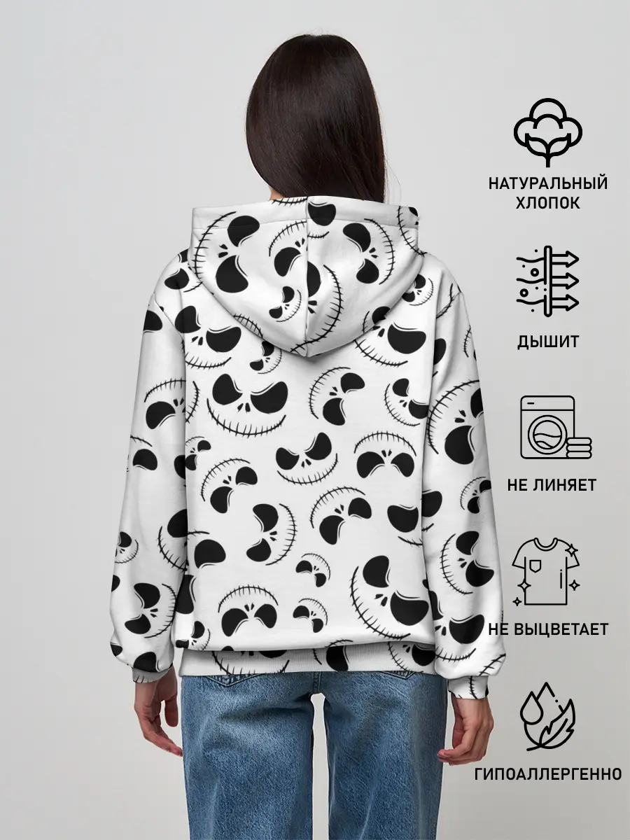 Женское худи / Джек Скеллингтон паттерн лицо