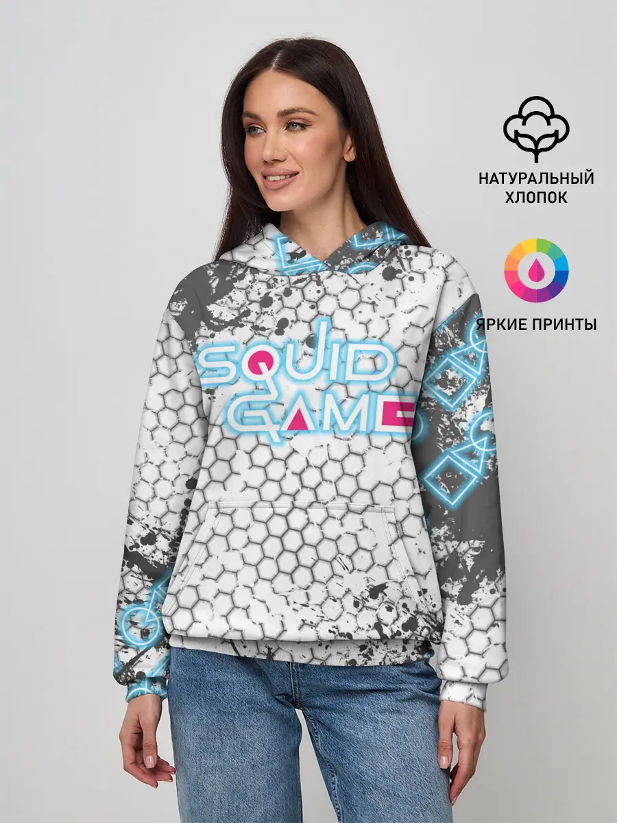Женское худи / Игра в кальмара Неон
