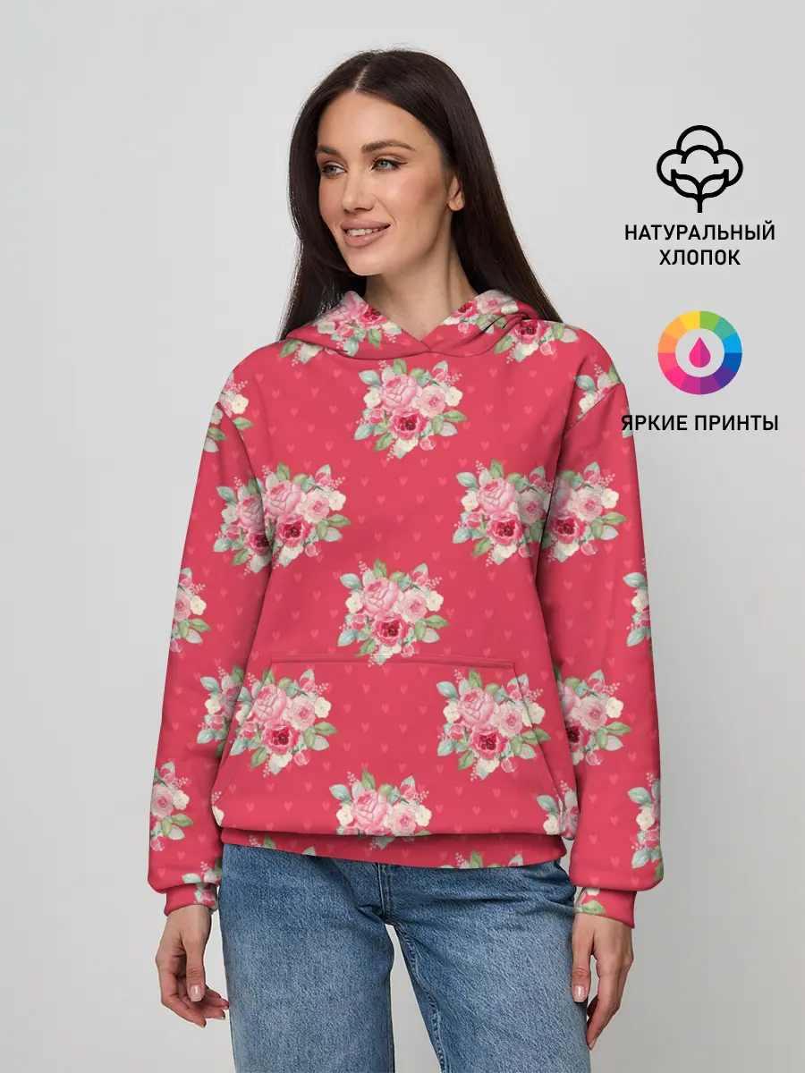 Женское худи / Красные цветы розы