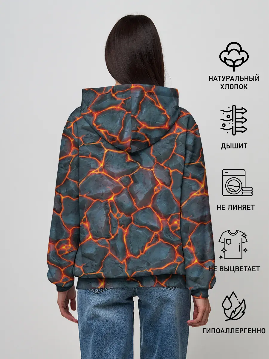 Женское худи / неоновая магма