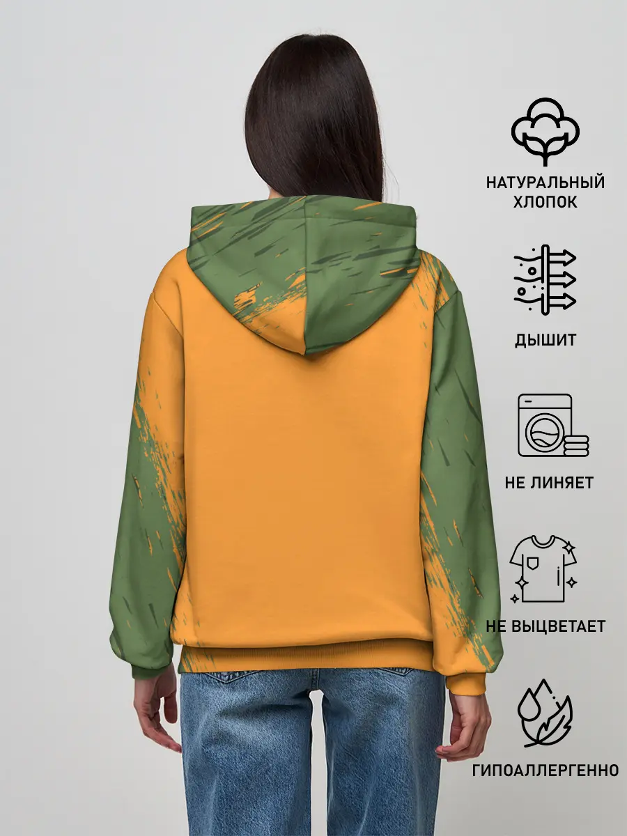 Женское худи / Т-Рекс с тыквой в пасте | Хэллоуин