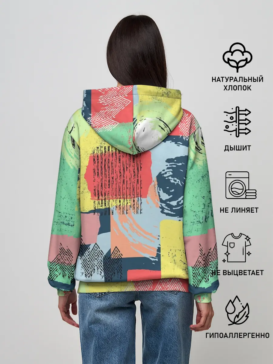 Женское худи / Желто-зеленый тай-дай