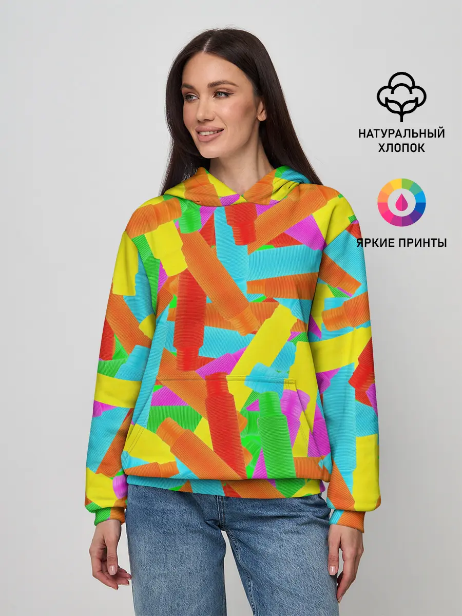 Женское худи / Фон Цветные трубки Pop Tubes, Поп тубус