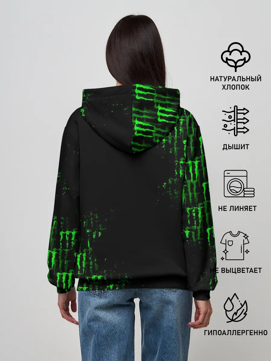 Женское худи / MONSTER ENERGY NEON | МОНСТЕР НЕОН
