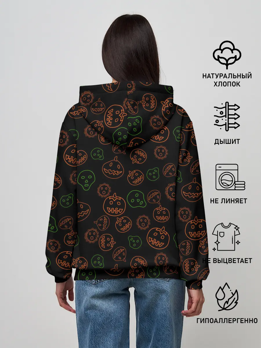 Женское худи / Хэллоуин тыквы и корона