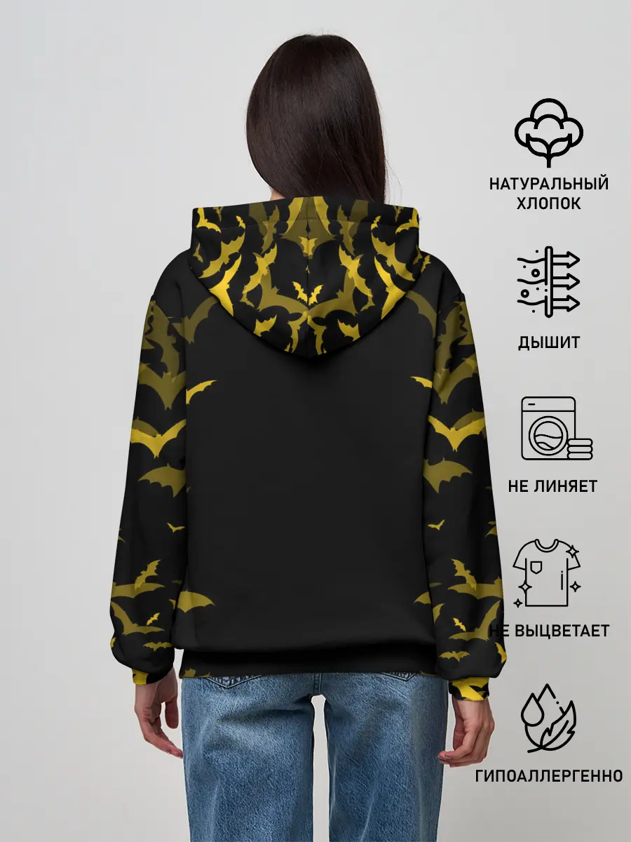 Женское худи / КОТ НА КЛАДБИЩЕ | ХЕЛЛОУИН