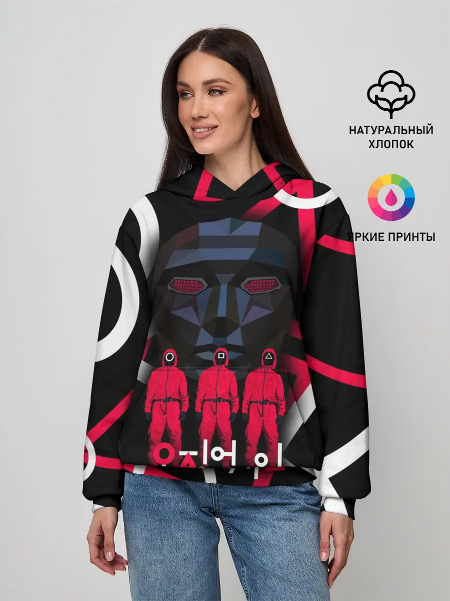 Женское худи / Игра в кальмара -маска ведущего