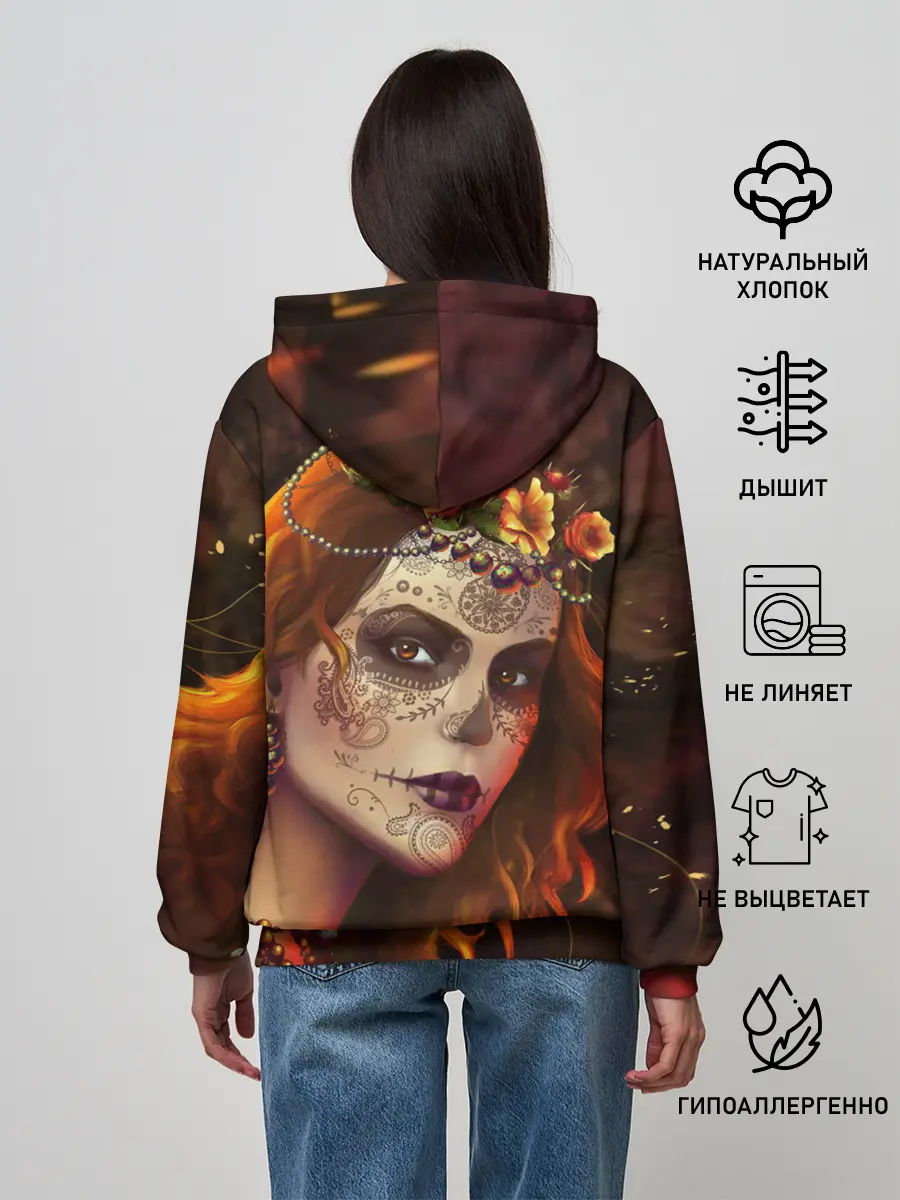 Женское худи / Рыжая Ведьма с розами