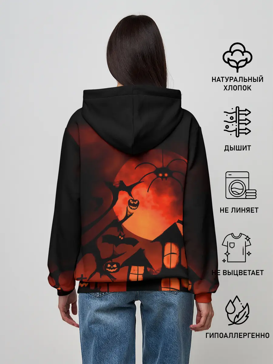 Женское худи / Красная луна на Хэллоуин
