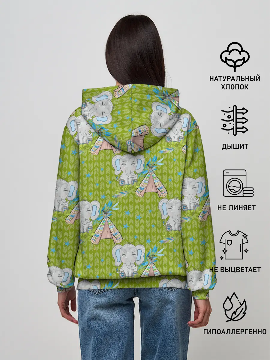 Женское худи / Слоник и вигвам