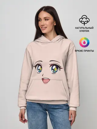 Женское худи / милое аниме лицо