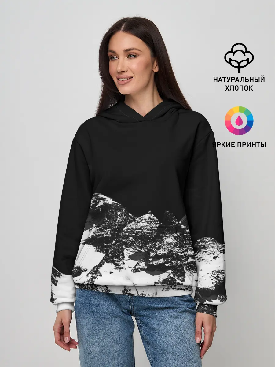 Женское худи / ГОРЫ Ч/Б