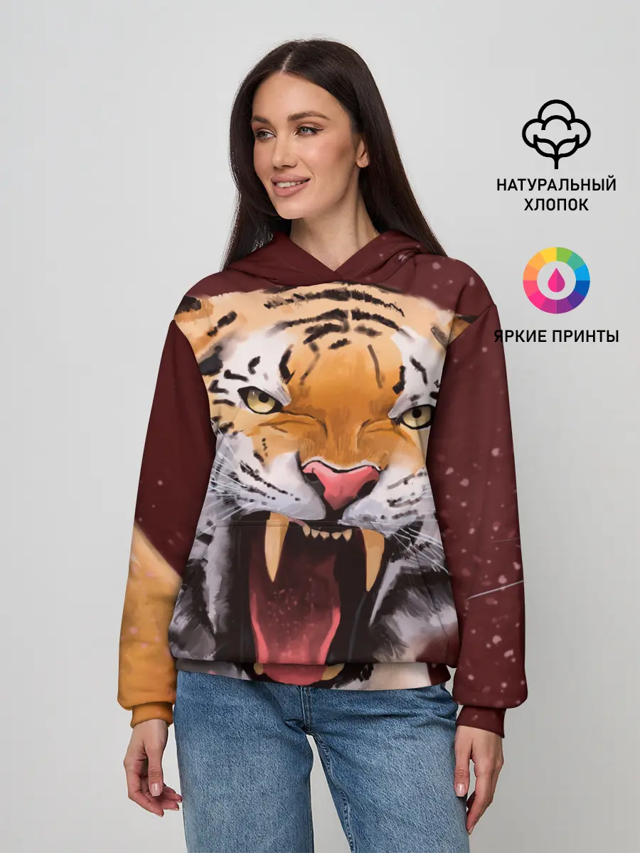 Женское худи / Тигр красавчик сердится